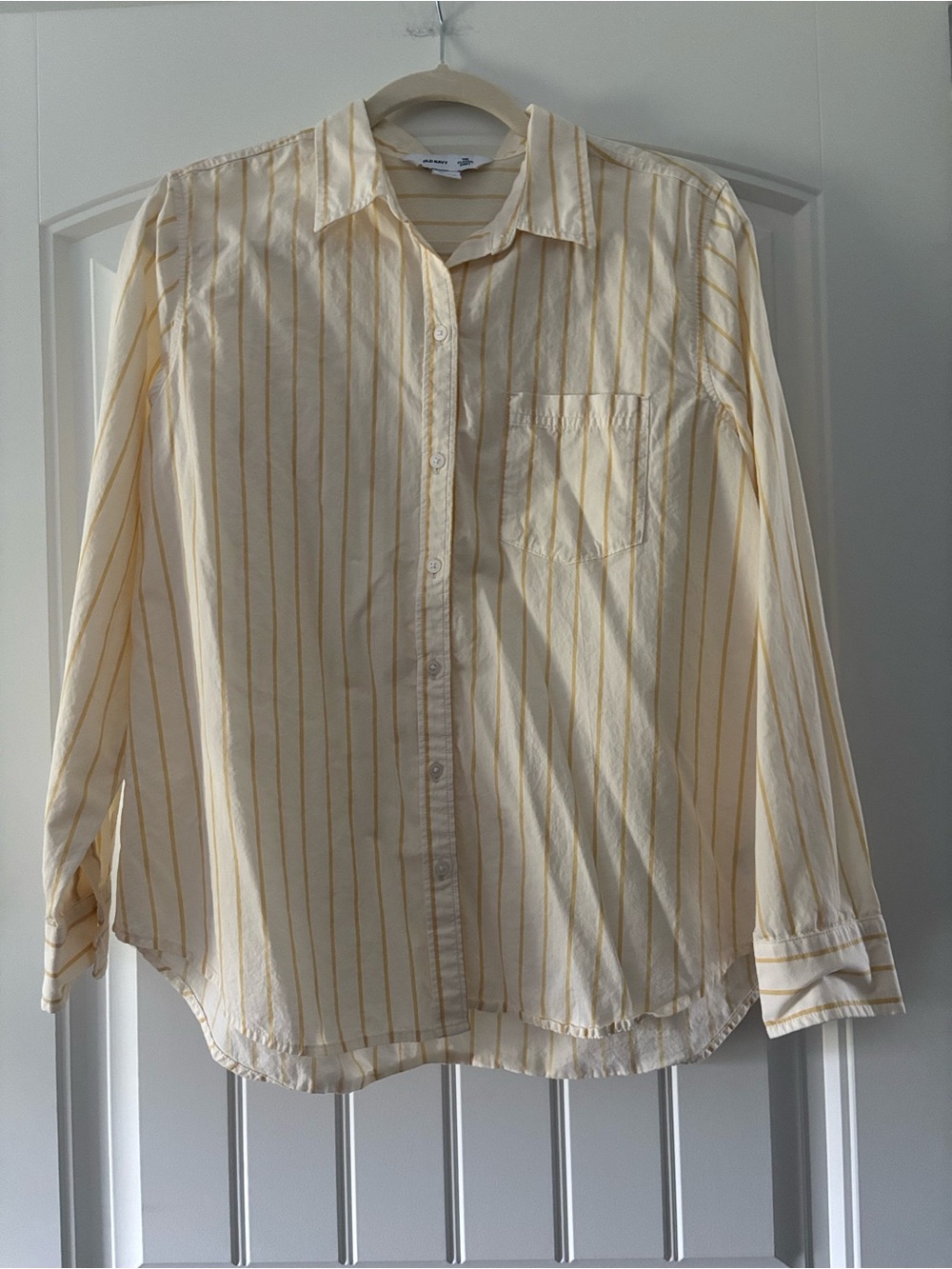 Old Navy Cream and Yellow Striped Button-Down Shirt
